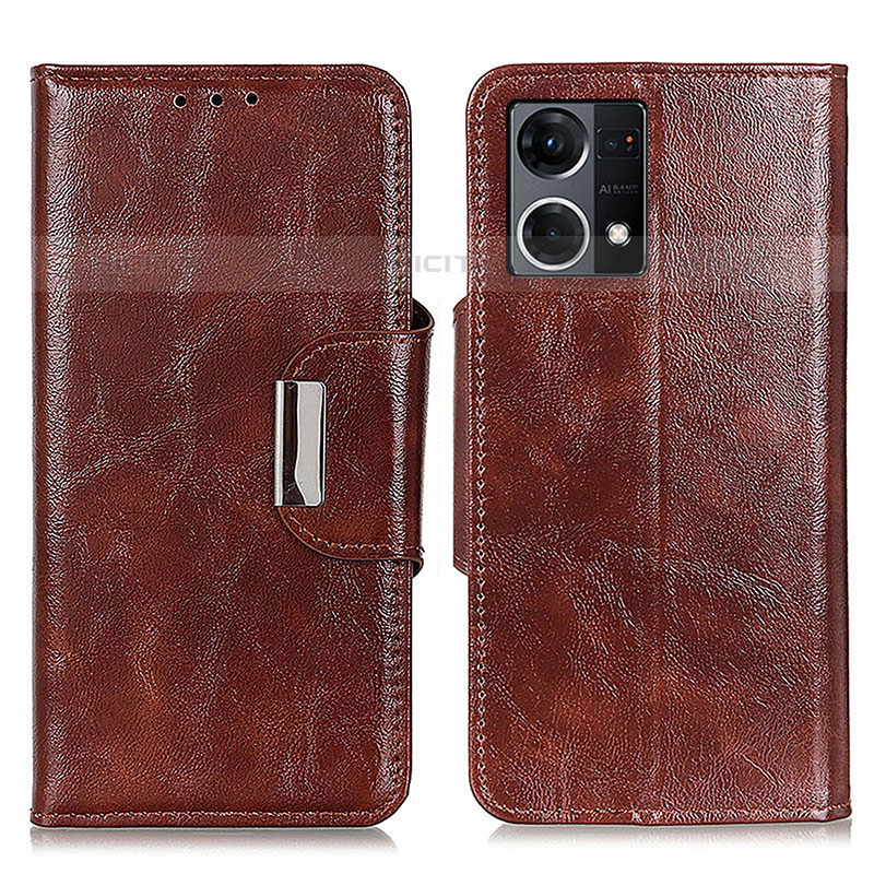 Coque Portefeuille Livre Cuir Etui Clapet N04P pour Oppo F21s Pro 4G Marron Plus