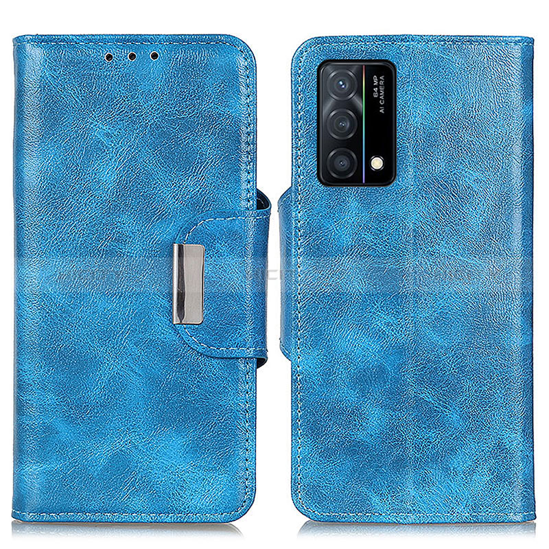 Coque Portefeuille Livre Cuir Etui Clapet N04P pour Oppo K9 5G Bleu Ciel Plus