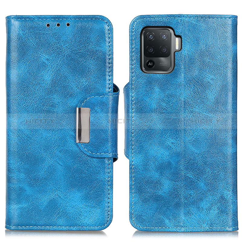 Coque Portefeuille Livre Cuir Etui Clapet N04P pour Oppo Reno5 Lite Bleu Ciel Plus