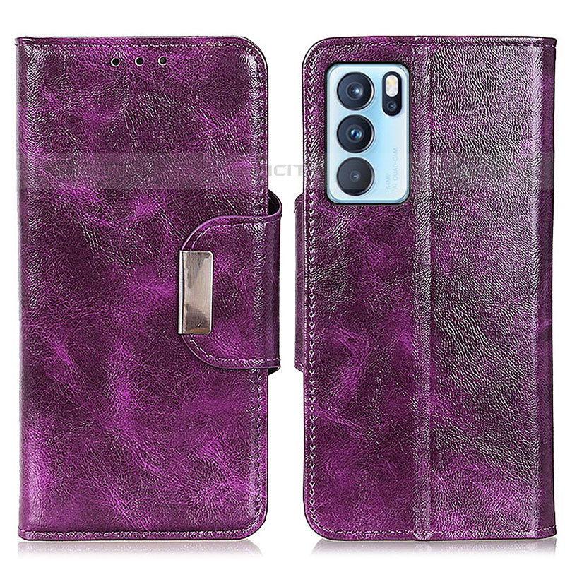 Coque Portefeuille Livre Cuir Etui Clapet N04P pour Oppo Reno6 Pro 5G India Violet Plus