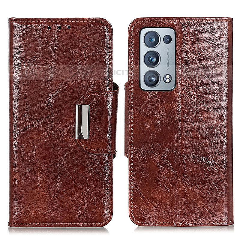 Coque Portefeuille Livre Cuir Etui Clapet N04P pour Oppo Reno6 Pro 5G Marron Plus