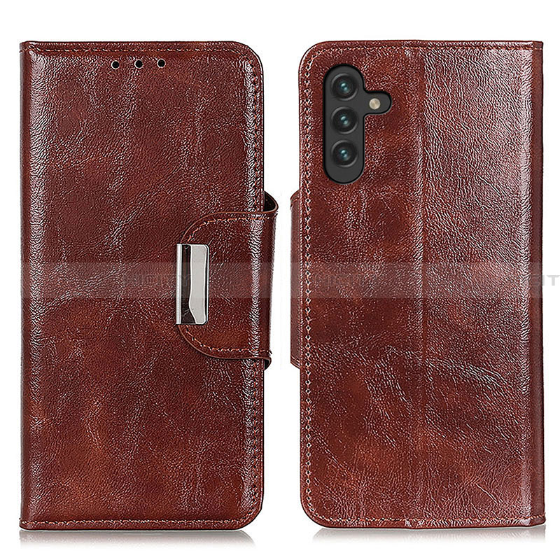 Coque Portefeuille Livre Cuir Etui Clapet N04P pour Samsung Galaxy A13 5G Marron Plus