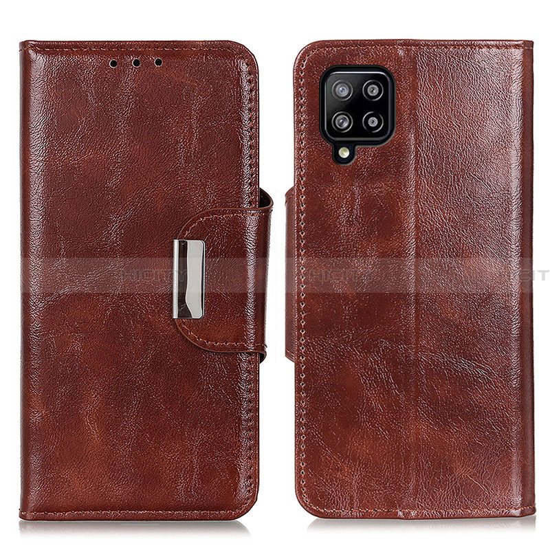 Coque Portefeuille Livre Cuir Etui Clapet N04P pour Samsung Galaxy A22 4G Marron Plus