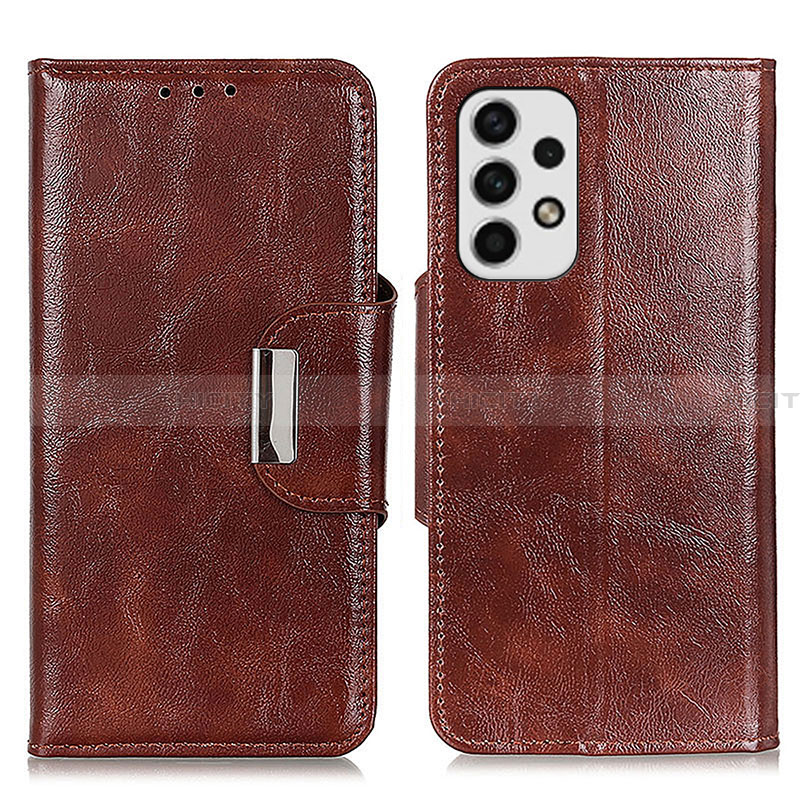 Coque Portefeuille Livre Cuir Etui Clapet N04P pour Samsung Galaxy A23 4G Marron Plus