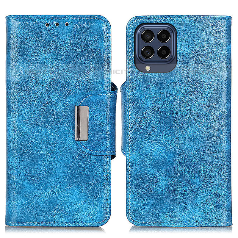 Coque Portefeuille Livre Cuir Etui Clapet N04P pour Samsung Galaxy M53 5G Bleu Ciel Plus