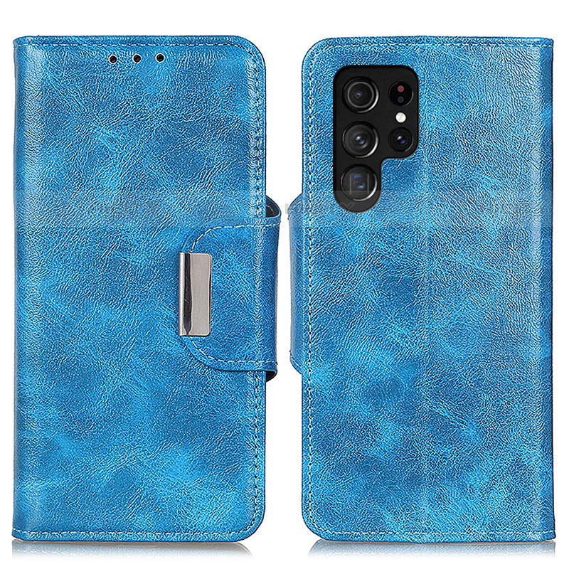 Coque Portefeuille Livre Cuir Etui Clapet N04P pour Samsung Galaxy S21 Ultra 5G Bleu Ciel Plus