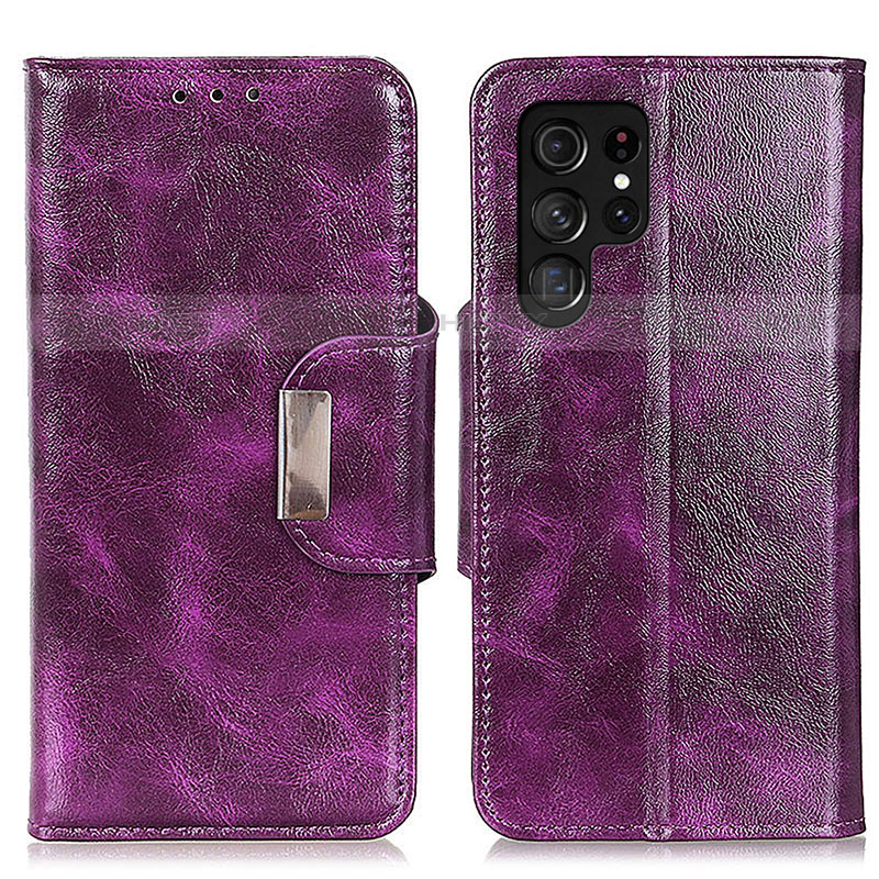 Coque Portefeuille Livre Cuir Etui Clapet N04P pour Samsung Galaxy S21 Ultra 5G Violet Plus