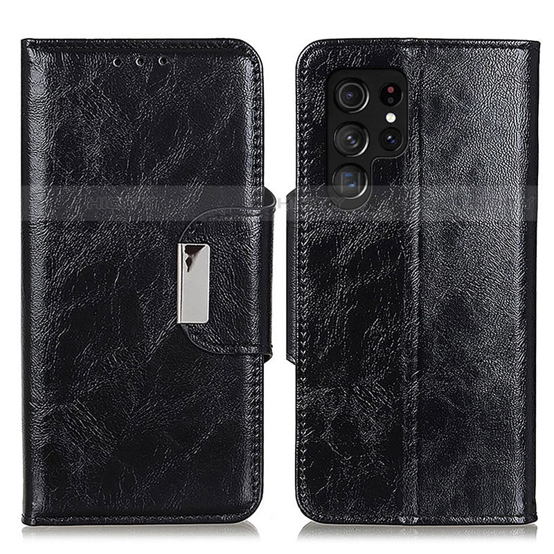 Coque Portefeuille Livre Cuir Etui Clapet N04P pour Samsung Galaxy S23 Ultra 5G Noir Plus