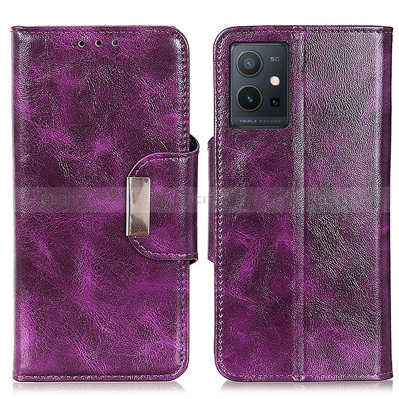 Coque Portefeuille Livre Cuir Etui Clapet N04P pour Vivo Y52t 5G Violet Plus