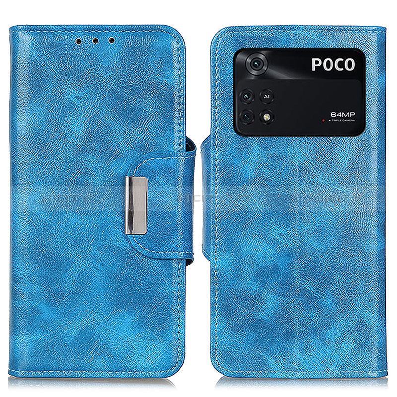 Coque Portefeuille Livre Cuir Etui Clapet N04P pour Xiaomi Poco M4 Pro 4G Bleu Ciel Plus