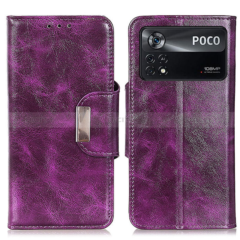 Coque Portefeuille Livre Cuir Etui Clapet N04P pour Xiaomi Poco X4 Pro 5G Violet Plus