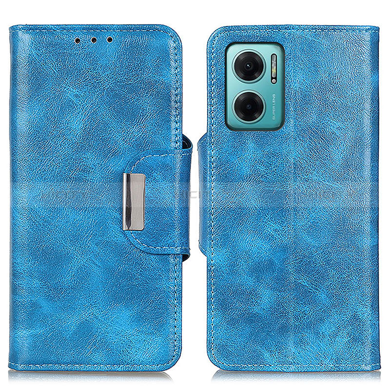 Coque Portefeuille Livre Cuir Etui Clapet N04P pour Xiaomi Redmi 10 Prime Plus 5G Bleu Ciel Plus