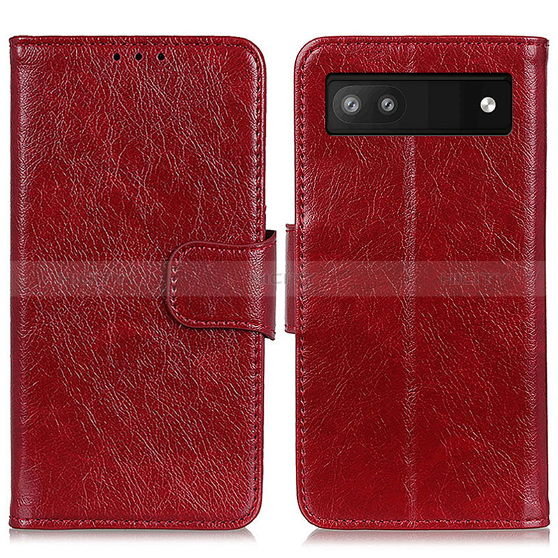 Coque Portefeuille Livre Cuir Etui Clapet N05P pour Google Pixel 7a 5G Rouge Plus