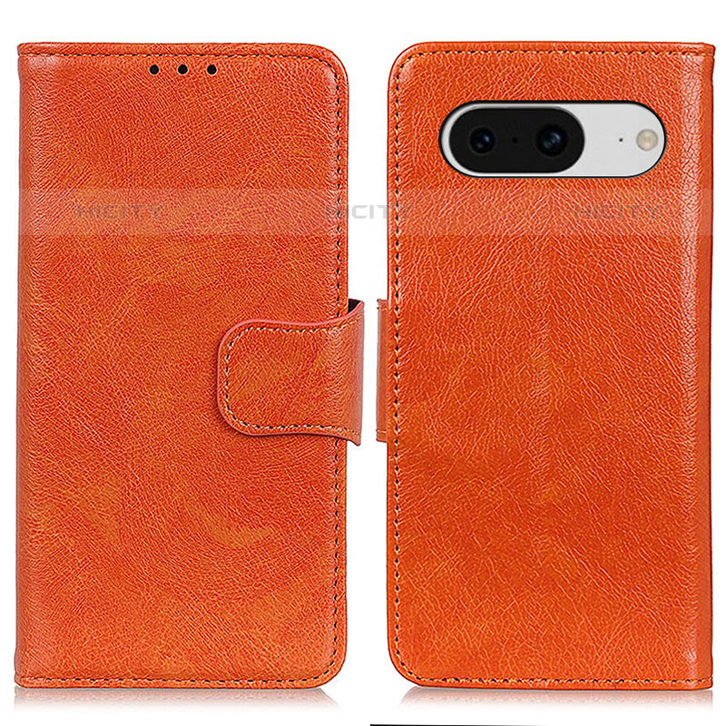 Coque Portefeuille Livre Cuir Etui Clapet N05P pour Google Pixel 8 5G Orange Plus