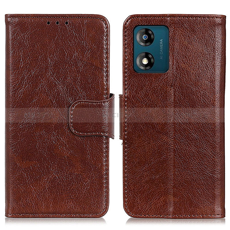 Coque Portefeuille Livre Cuir Etui Clapet N05P pour Motorola Moto E13 Marron Plus