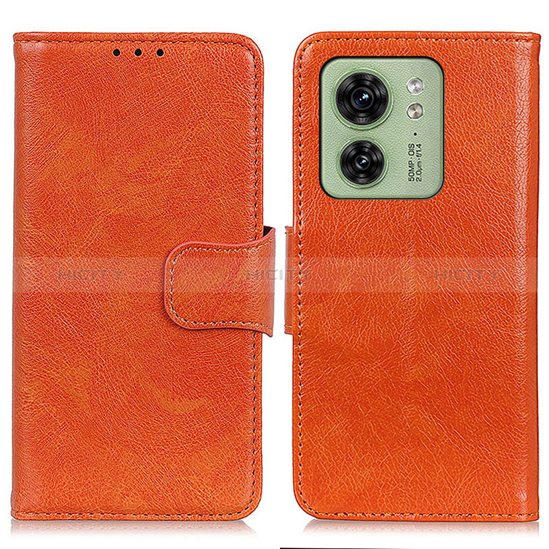 Coque Portefeuille Livre Cuir Etui Clapet N05P pour Motorola Moto Edge (2023) 5G Orange Plus