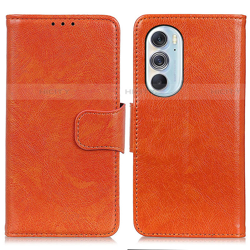 Coque Portefeuille Livre Cuir Etui Clapet N05P pour Motorola Moto Edge Plus (2022) 5G Orange Plus