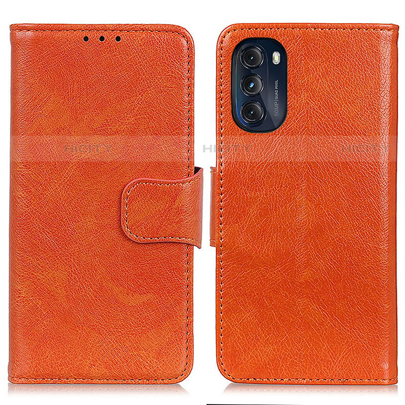 Coque Portefeuille Livre Cuir Etui Clapet N05P pour Motorola Moto G 5G (2022) Orange Plus