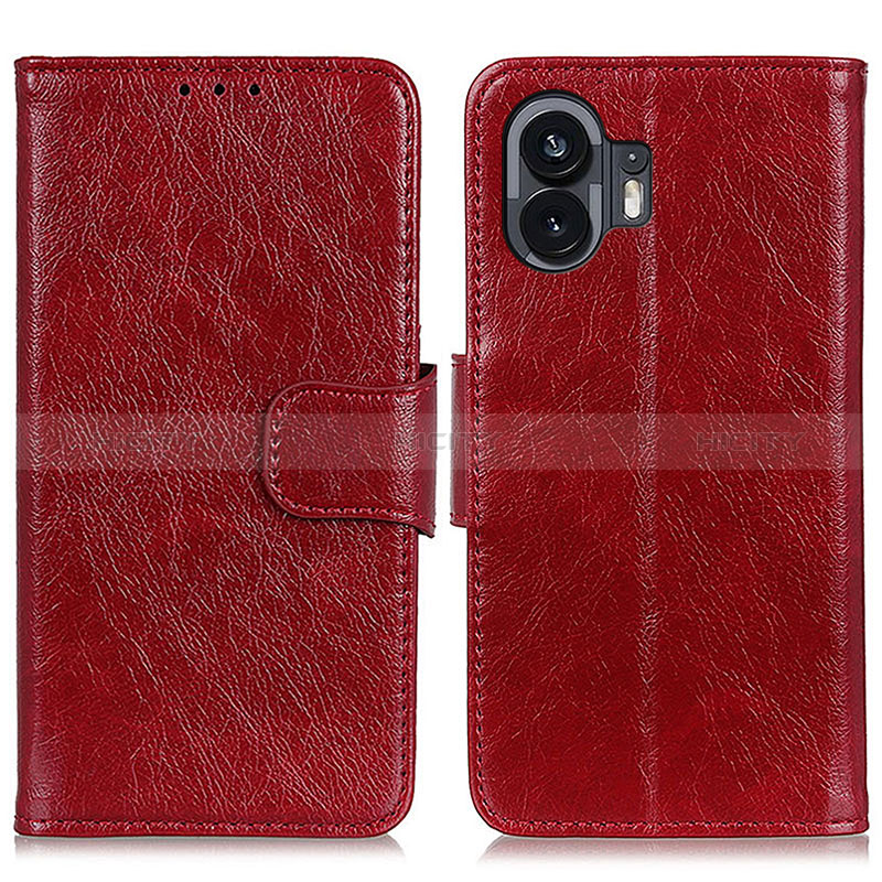 Coque Portefeuille Livre Cuir Etui Clapet N05P pour Nothing Phone 2 Rouge Plus