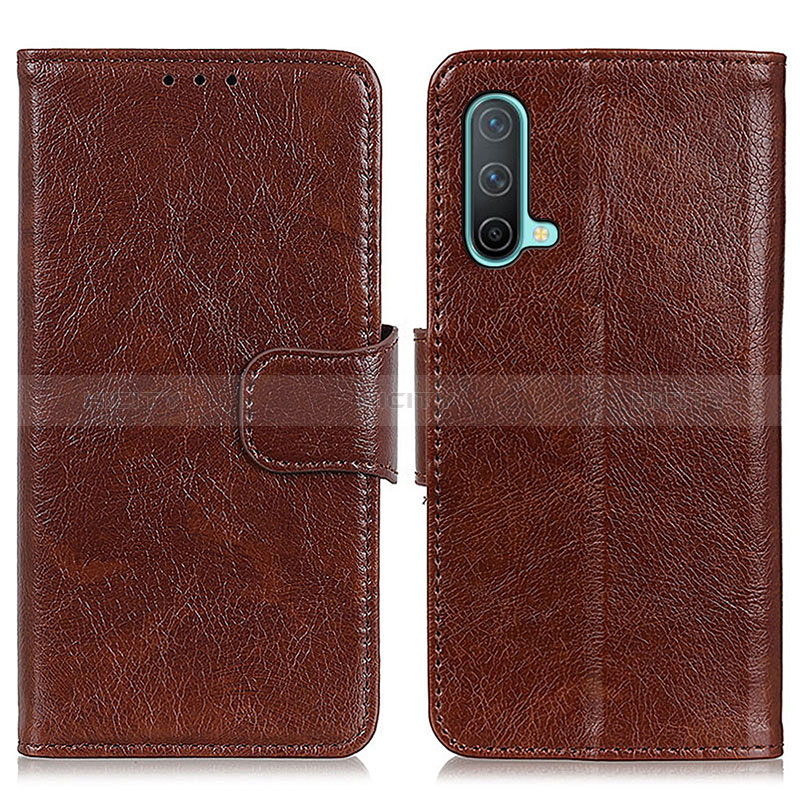 Coque Portefeuille Livre Cuir Etui Clapet N05P pour OnePlus Nord CE 5G Marron Plus