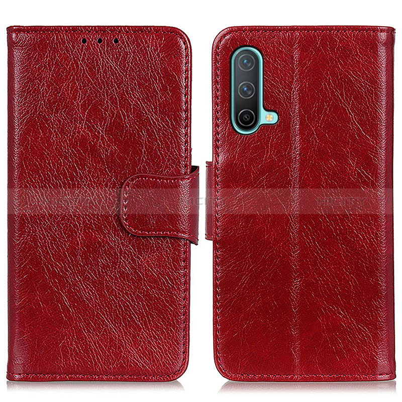 Coque Portefeuille Livre Cuir Etui Clapet N05P pour OnePlus Nord CE 5G Rouge Plus