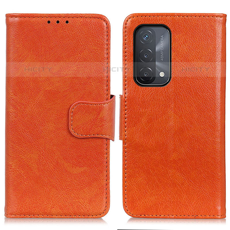 Coque Portefeuille Livre Cuir Etui Clapet N05P pour OnePlus Nord N200 5G Orange Plus