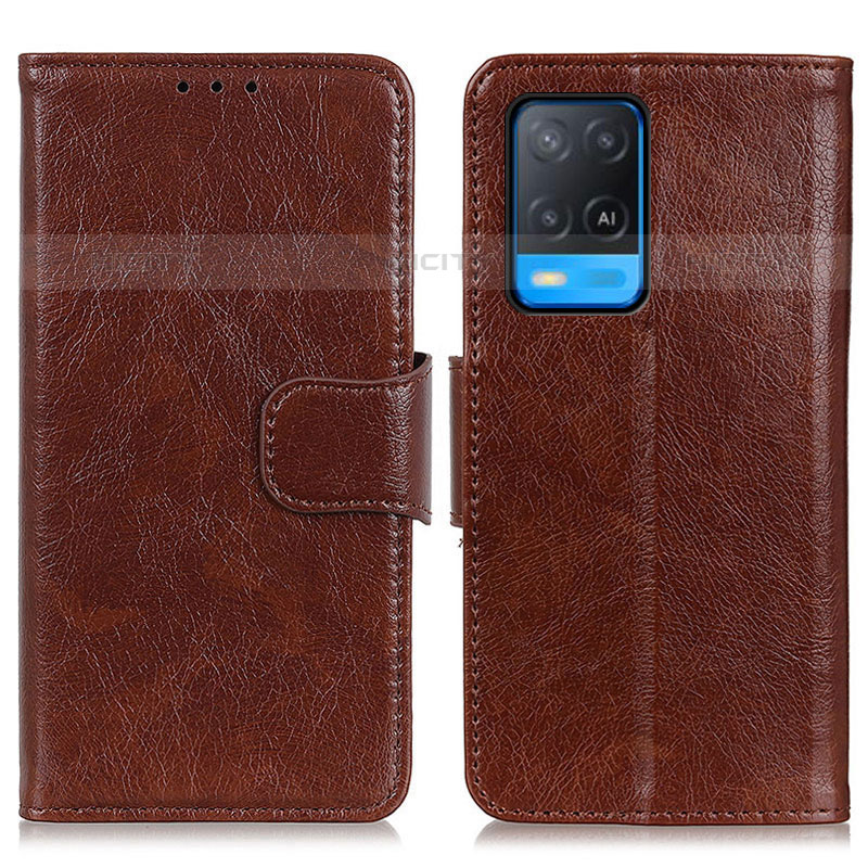 Coque Portefeuille Livre Cuir Etui Clapet N05P pour Oppo A54 4G Marron Plus