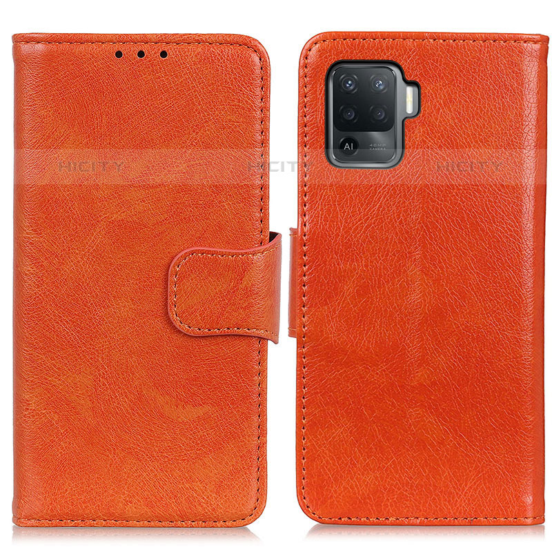 Coque Portefeuille Livre Cuir Etui Clapet N05P pour Oppo F19 Pro Orange Plus