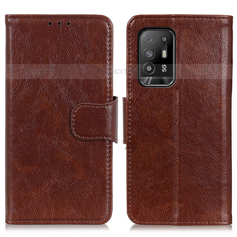 Coque Portefeuille Livre Cuir Etui Clapet N05P pour Oppo F19 Pro+ Plus 5G Marron Plus