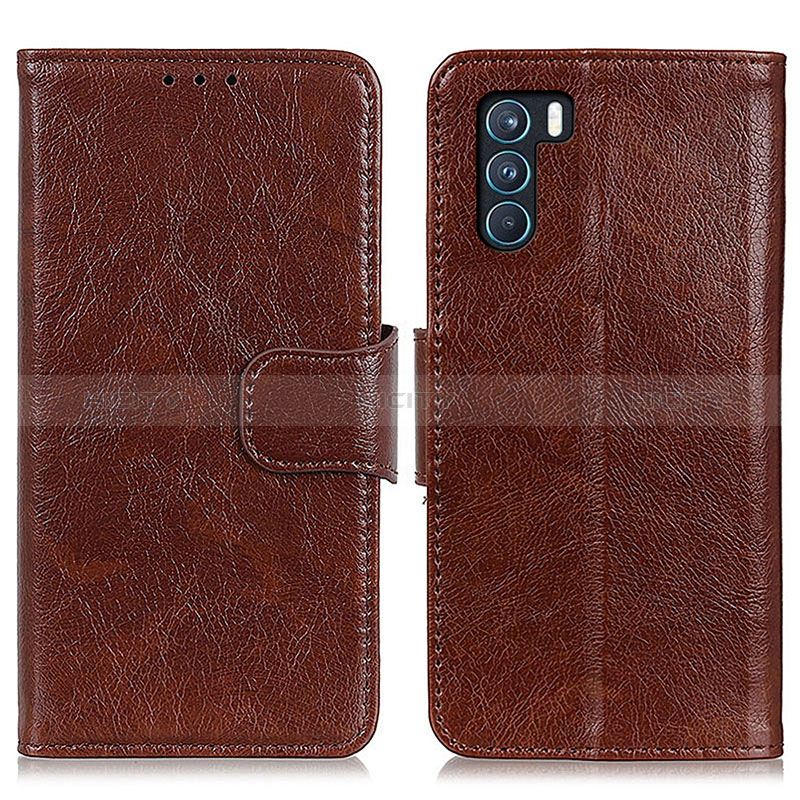 Coque Portefeuille Livre Cuir Etui Clapet N05P pour Oppo K9 Pro 5G Marron Plus