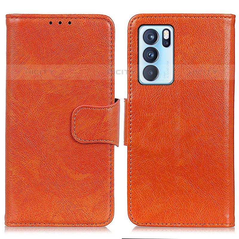 Coque Portefeuille Livre Cuir Etui Clapet N05P pour Oppo Reno6 Pro 5G India Orange Plus