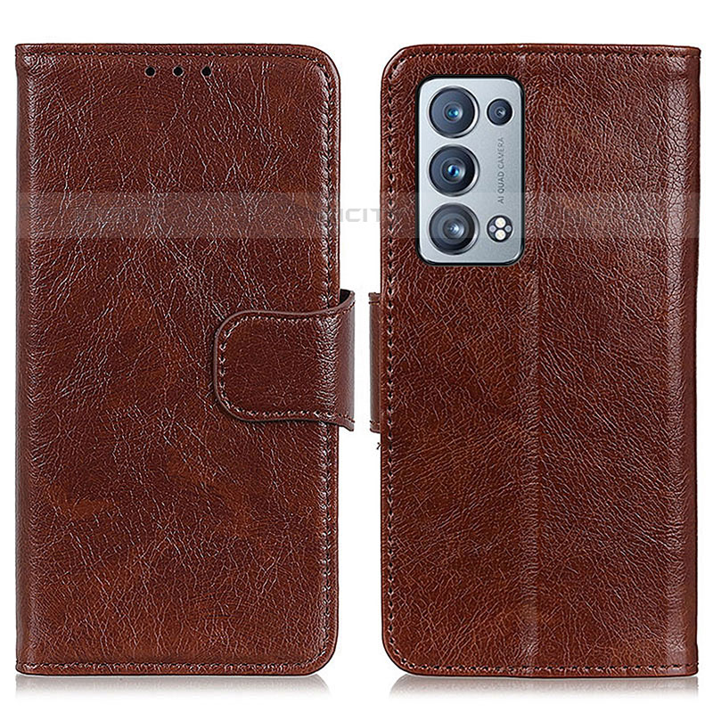 Coque Portefeuille Livre Cuir Etui Clapet N05P pour Oppo Reno6 Pro 5G Marron Plus