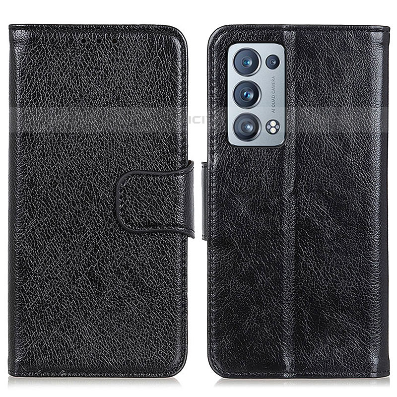 Coque Portefeuille Livre Cuir Etui Clapet N05P pour Oppo Reno6 Pro+ Plus 5G Noir Plus