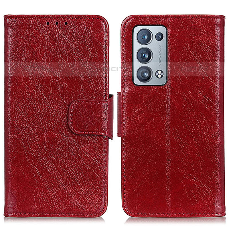 Coque Portefeuille Livre Cuir Etui Clapet N05P pour Oppo Reno6 Pro+ Plus 5G Rouge Plus