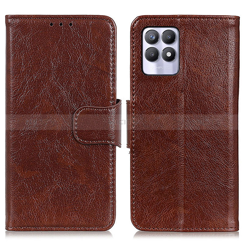 Coque Portefeuille Livre Cuir Etui Clapet N05P pour Realme 8i Marron Plus