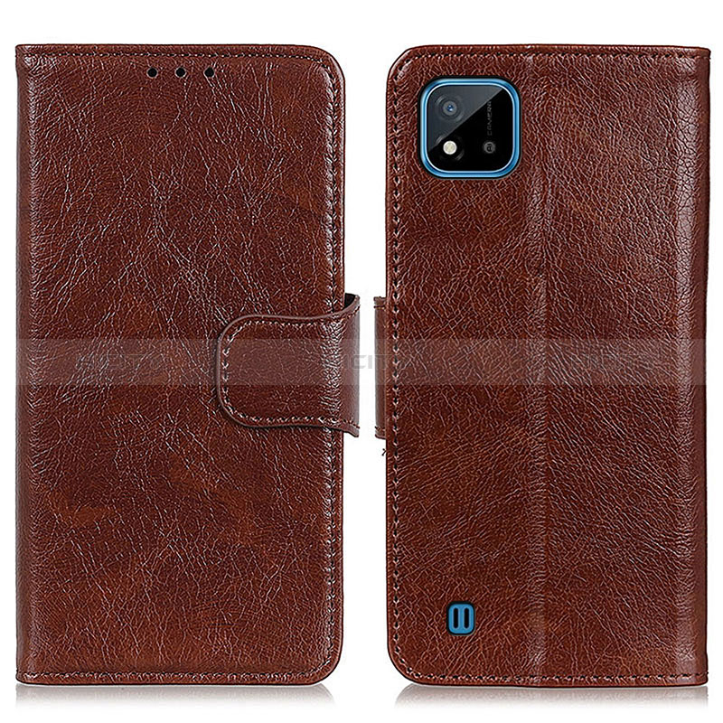 Coque Portefeuille Livre Cuir Etui Clapet N05P pour Realme C11 (2021) Marron Plus