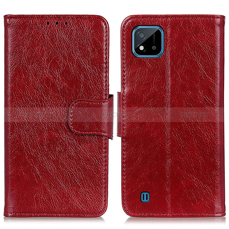 Coque Portefeuille Livre Cuir Etui Clapet N05P pour Realme C11 (2021) Rouge Plus