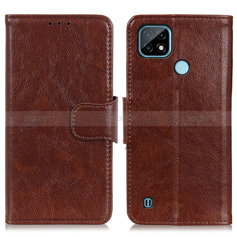 Coque Portefeuille Livre Cuir Etui Clapet N05P pour Realme C21 Marron Plus