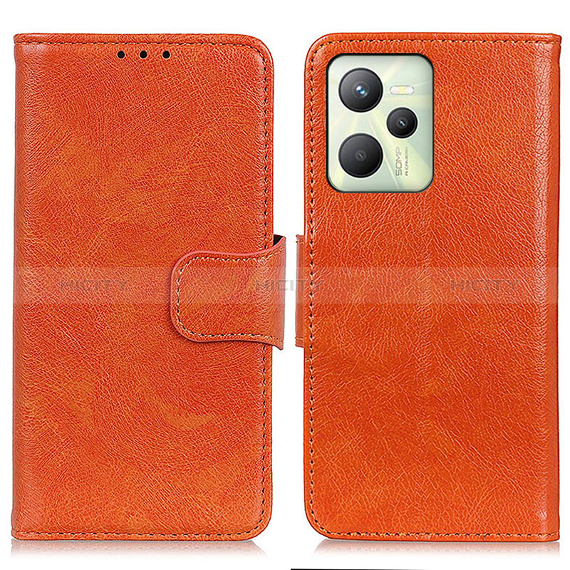 Coque Portefeuille Livre Cuir Etui Clapet N05P pour Realme Narzo 50A Prime Orange Plus