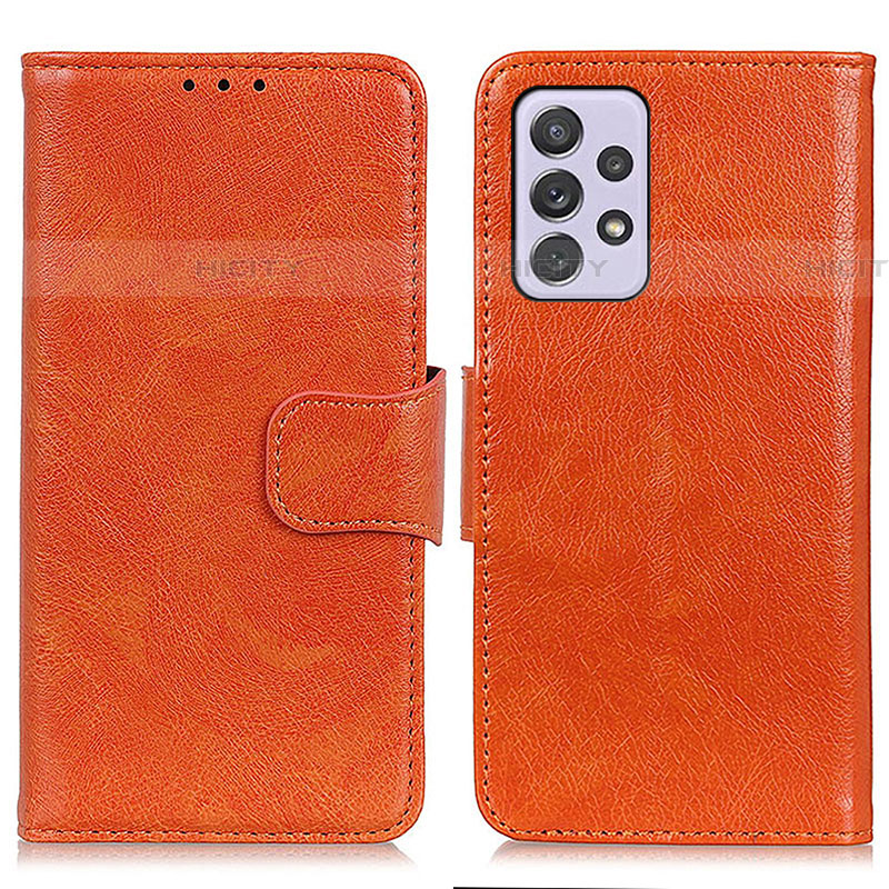 Coque Portefeuille Livre Cuir Etui Clapet N05P pour Samsung Galaxy A73 5G Orange Plus