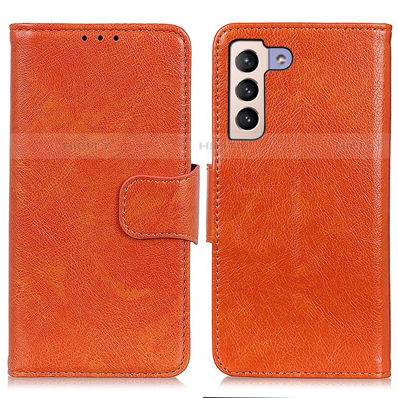 Coque Portefeuille Livre Cuir Etui Clapet N05P pour Samsung Galaxy S21 Plus 5G Orange Plus