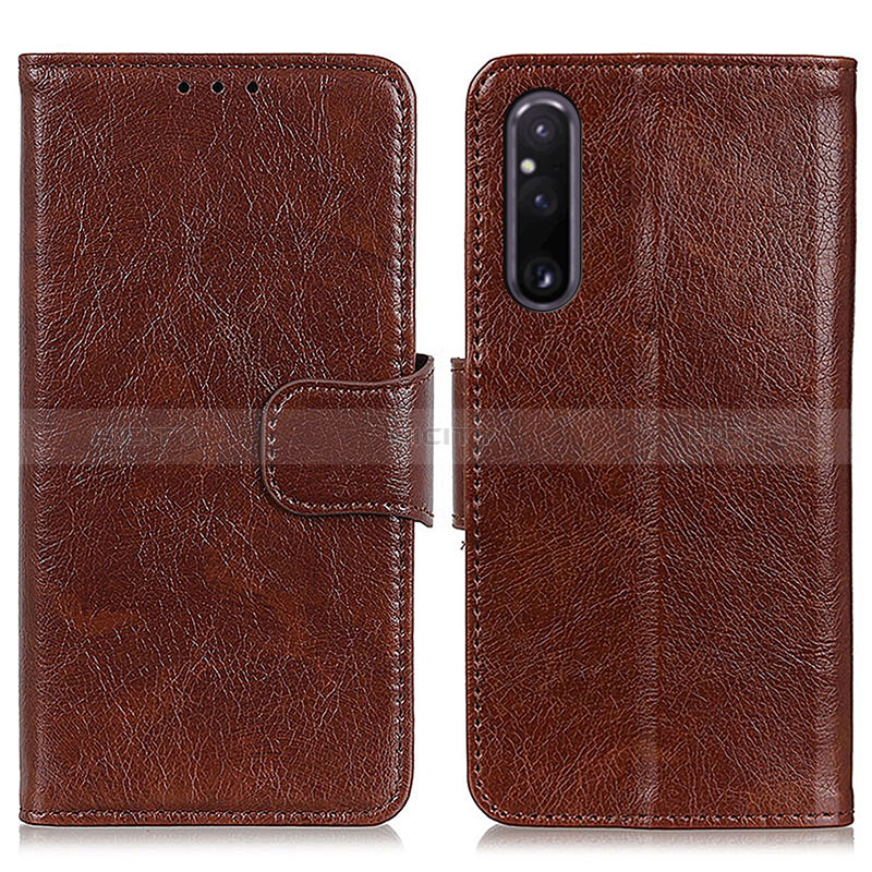 Coque Portefeuille Livre Cuir Etui Clapet N05P pour Sony Xperia 1 V Marron Plus