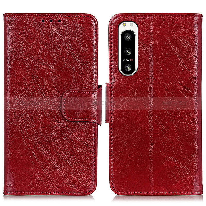 Coque Portefeuille Livre Cuir Etui Clapet N05P pour Sony Xperia 5 IV Rouge Plus