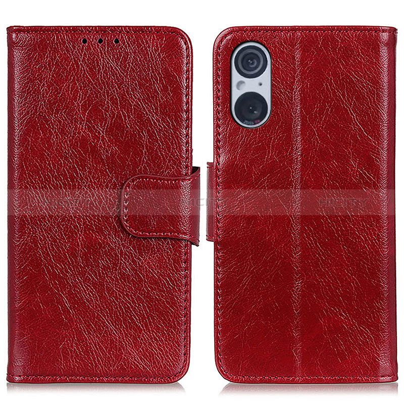 Coque Portefeuille Livre Cuir Etui Clapet N05P pour Sony Xperia 5 V Rouge Plus