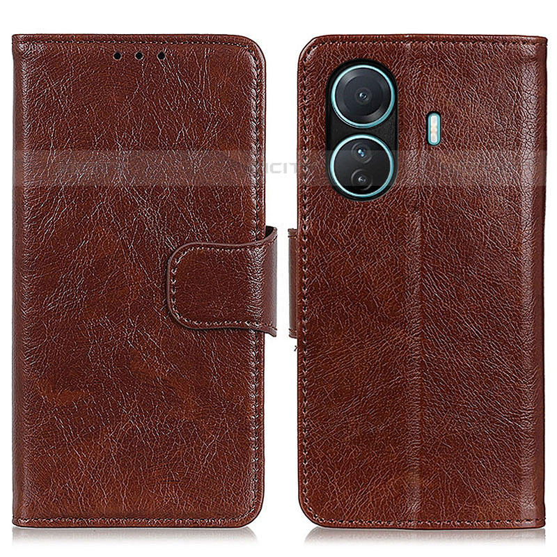 Coque Portefeuille Livre Cuir Etui Clapet N05P pour Vivo iQOO Z6 Pro 5G Marron Plus