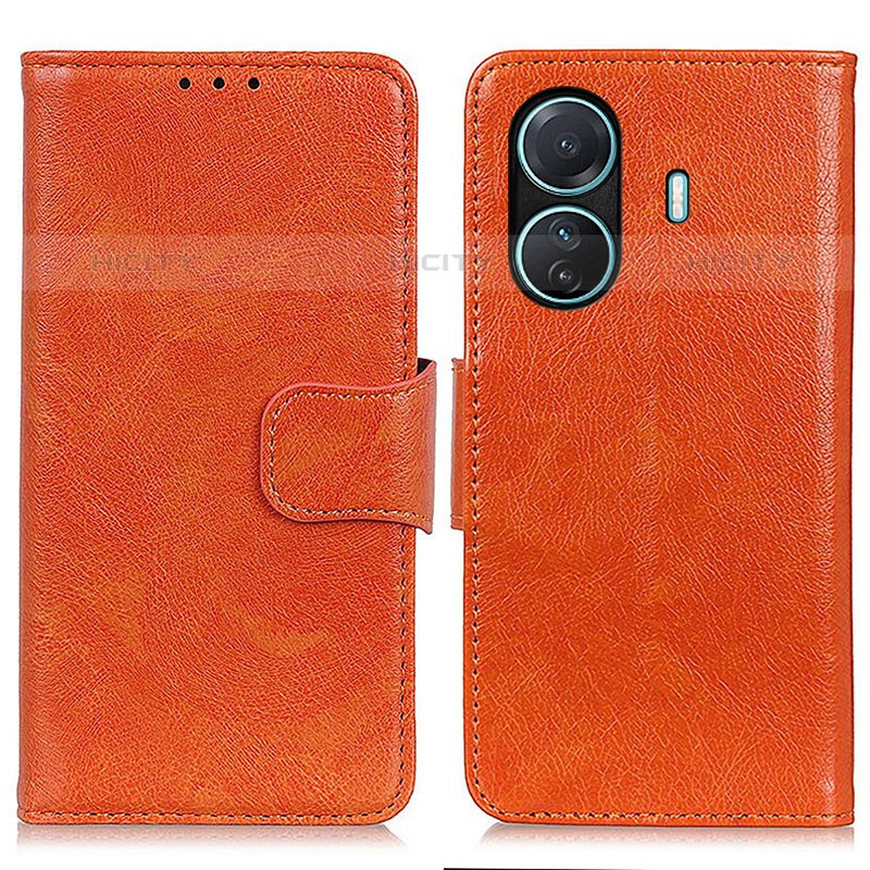 Coque Portefeuille Livre Cuir Etui Clapet N05P pour Vivo iQOO Z6 Pro 5G Orange Plus