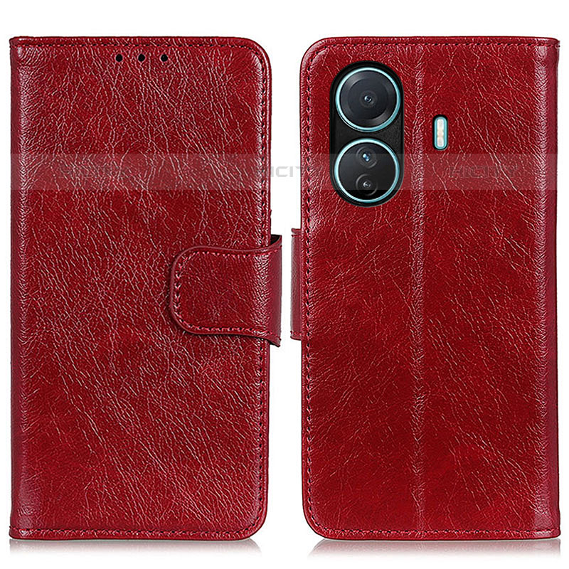 Coque Portefeuille Livre Cuir Etui Clapet N05P pour Vivo iQOO Z6 Pro 5G Rouge Plus