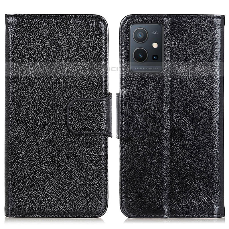 Coque Portefeuille Livre Cuir Etui Clapet N05P pour Vivo T1 5G India Noir Plus