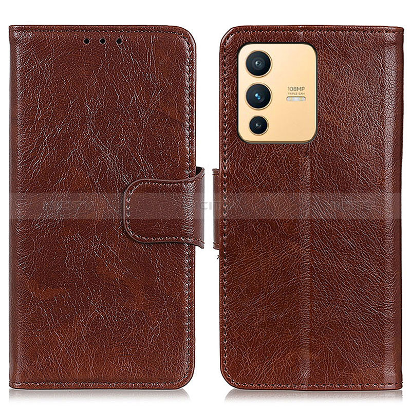 Coque Portefeuille Livre Cuir Etui Clapet N05P pour Vivo V23 5G Marron Plus