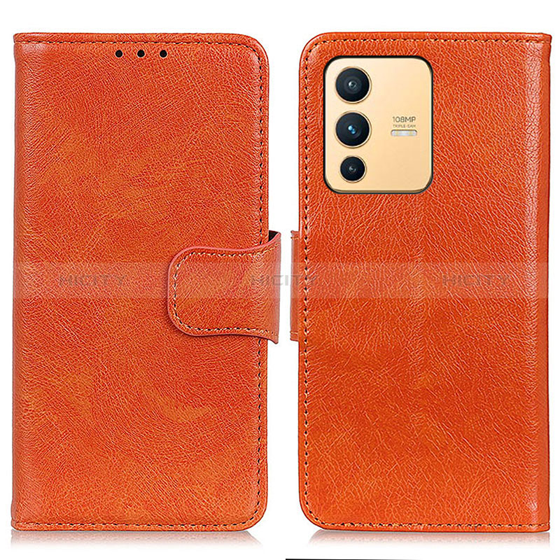 Coque Portefeuille Livre Cuir Etui Clapet N05P pour Vivo V23 5G Orange Plus